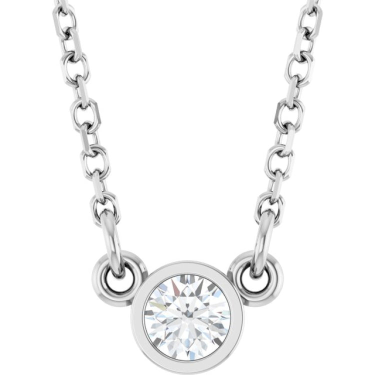 14K White Gold 1/10 CT Lab-Grown Diamond Solitaire 18" Necklace