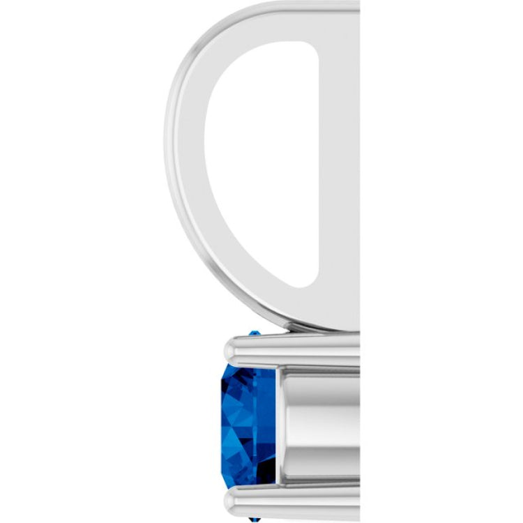 14K White Gold Lab-Grown Blue Sapphire Solitaire Charm/Pendant