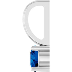 14K White Gold Lab-Grown Blue Sapphire Solitaire Charm/Pendant