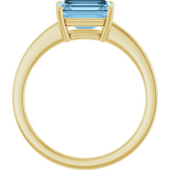 14K Yellow Gold Natural Sky Blue Topaz Ring