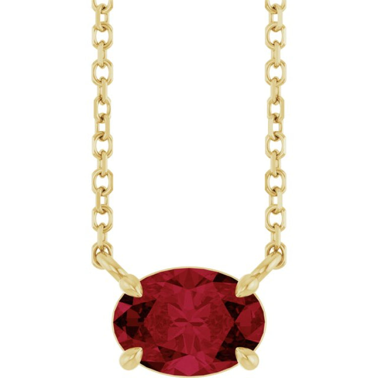 14K Yellow Gold Lab-Grown Ruby 18" Necklace