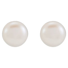 Sterling Silver 3.5-4 mm Cultured White Freshwater Button Pearl Earrings