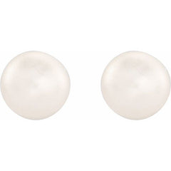 14K Yellow Gold 4-4.5 mm Cultured White Freshwater Button Pearl Earrings