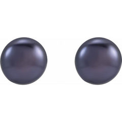 Sterling Silver 4-4.5 mm Cultured Black Freshwater Button Pearl Earrings