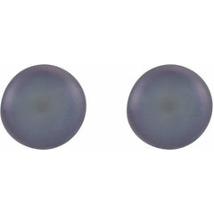 14K Yellow Gold 4-4.5 mm Cultured Black Freshwater Button Pearl Earrings