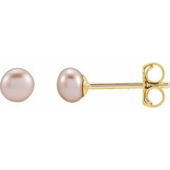 14K Yellow Gold Cultured Pink Freshwater Pearl Earrings