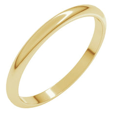 14K Yellow Gold 2 mm Half Round Band Size 2.5
