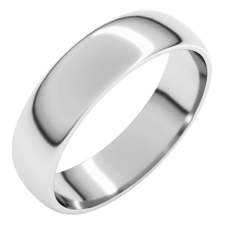 Platinum 5 mm Lightweight Half Round Band Size 9