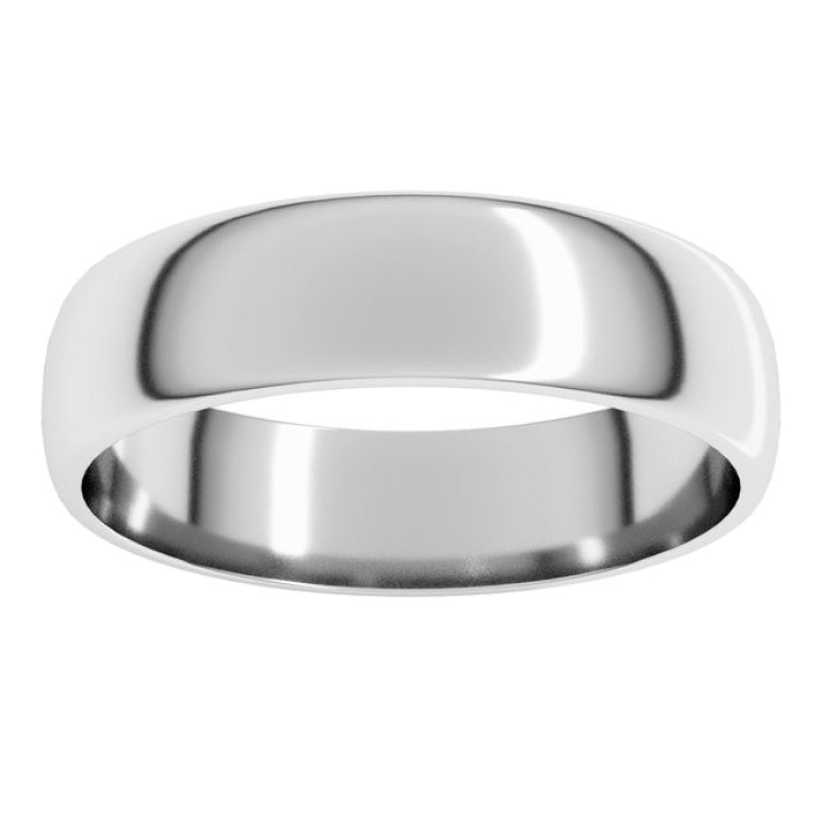 Platinum 5 mm Lightweight Half Round Band Size 9