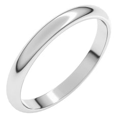 18K White Gold 2.5 mm Half Round Band Size 4.5
