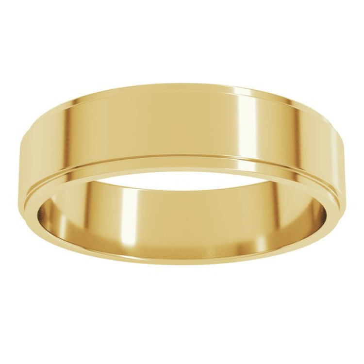 14K Yellow Gold 5 mm Stepped-Edge Flat Band Size 8