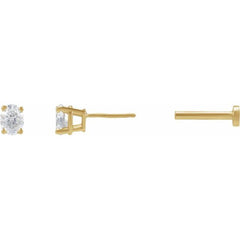 14K Yellow Gold 1/10 CT Natural Diamond Earring