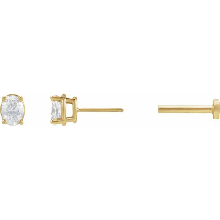 14K Yellow Gold 1/6 CT Natural Diamond Earring