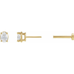 14K Yellow Gold 1/6 CT Natural Diamond Earring