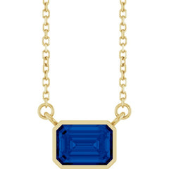 14K Yellow Gold Lab-Grown Blue Sapphire 18" Necklace