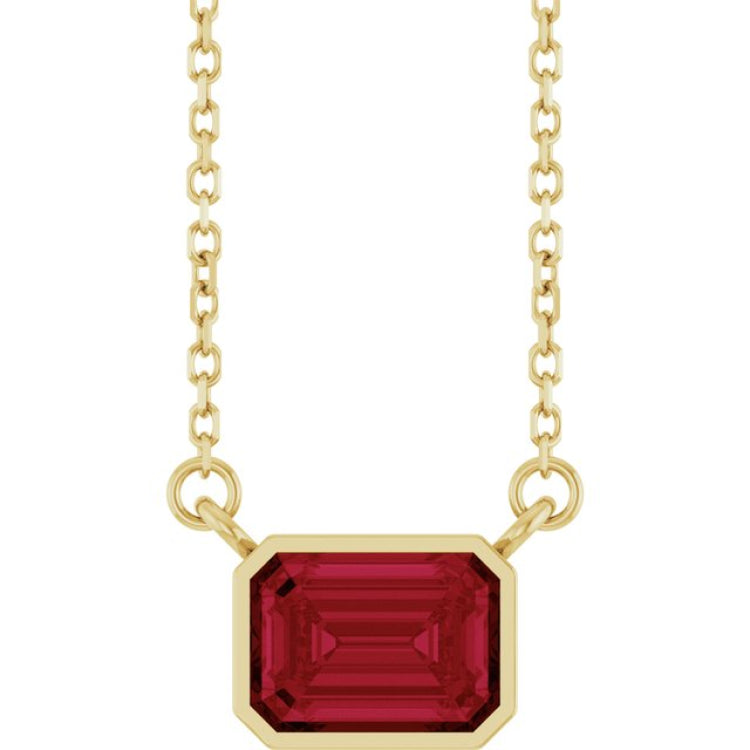 14K Yellow Gold Lab-Grown Ruby 18" Necklace