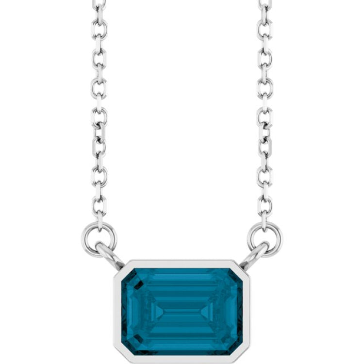 Platinum Natural London Blue Topaz 18" Necklace