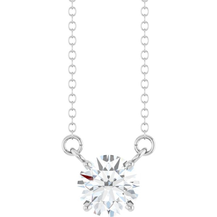 14K White Gold 3/4 CT Lab-Grown Diamond Solitaire 18" Necklace