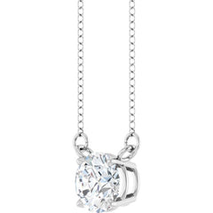 14K White Gold 3/4 CT Lab-Grown Diamond Solitaire 18" Necklace