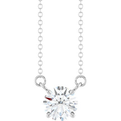 14K White Gold 3/4 CT Lab-Grown Diamond Solitaire 18" Necklace