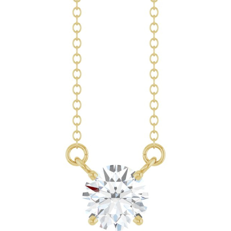 14K Yellow Gold 3/4 CT Lab-Grown Diamond Solitaire 18" Necklace