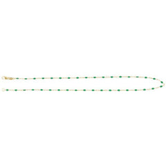 14K Yellow Gold-Filled 1.6 mm Green Enamel Bead Paperclip-Style 20" Chain