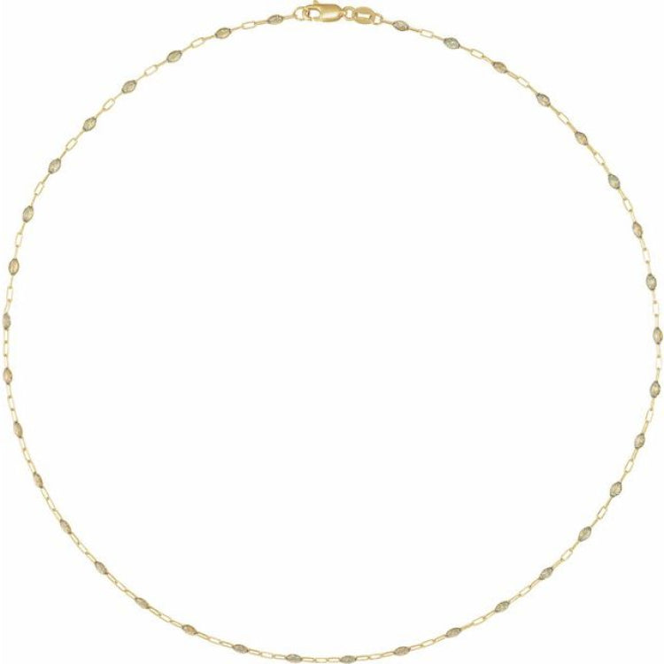 14K Yellow Gold-Filled 1.6 mm Multi-Color Enamel Bead Paperclip-Style 16" Chain