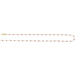 14K Yellow Gold-Filled 1.6 mm Pink Enamel Bead Paperclip-Style 20" Chain