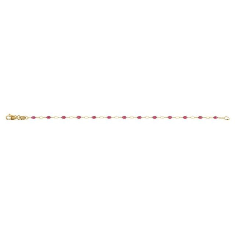 14K Yellow Gold-Filled 1.6 mm Pink Enamel Bead Paperclip-Style 7" Chain