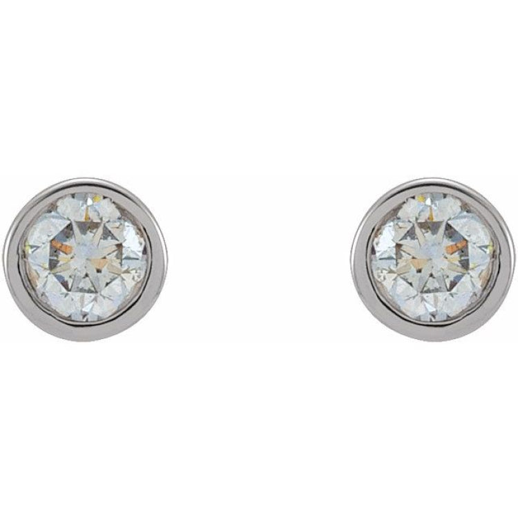 14K White Gold 1/5 CTW Natural Diamond Micro Bezel-Set Earrings