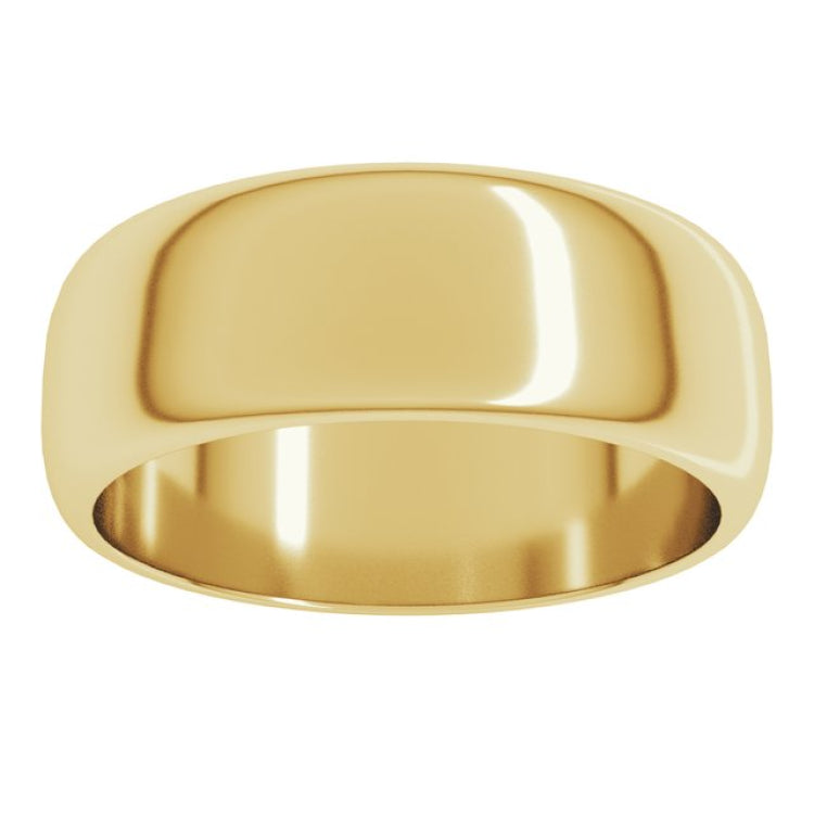 14K Yellow Gold 7 mm Half Round Band Size 13
