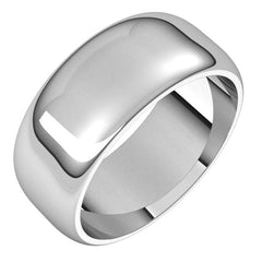 14K White Gold 8 mm Half Round Band Size 15