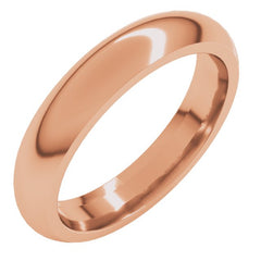 14K Rose Gold 4 mm Comfort-Fit Half Round Band Size 8