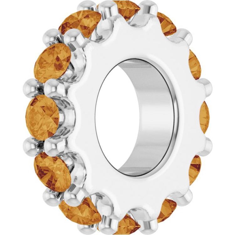 14K White Gold Natural Citrine Spacer Charm/Pendant