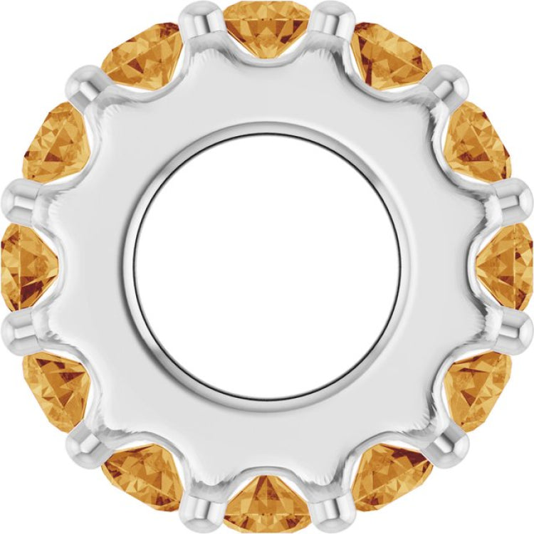 14K White Gold Natural Citrine Spacer Charm/Pendant