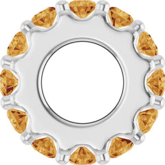 14K White Gold Natural Citrine Spacer Charm/Pendant