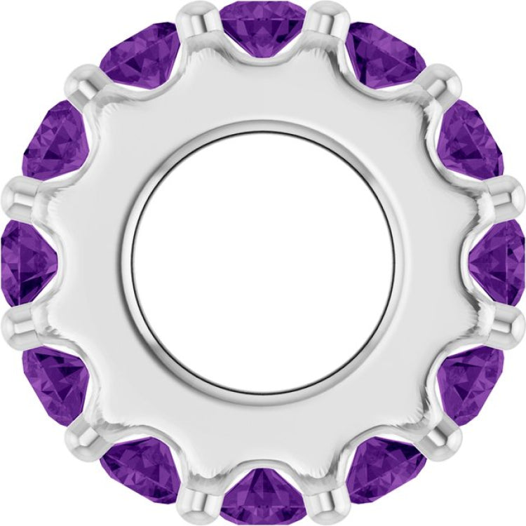 14K White Gold Natural Amethyst Spacer Charm/Pendant