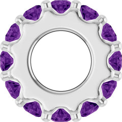 14K White Gold Natural Amethyst Spacer Charm/Pendant