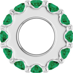 14K White Gold Lab-Grown Emerald Spacer Charm/Pendant