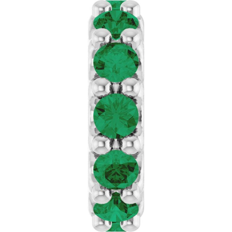 Sterling Silver Lab-Grown Emerald Spacer Charm/Pendant