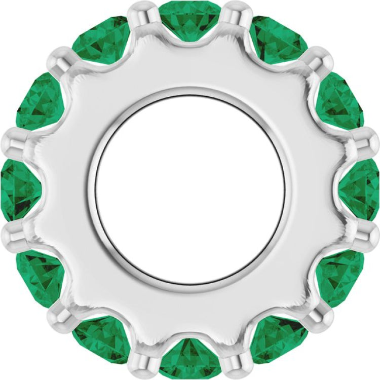 Sterling Silver Lab-Grown Emerald Spacer Charm/Pendant