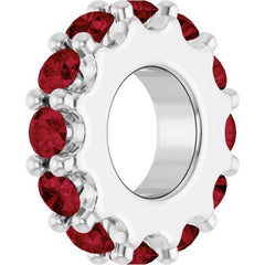 14K White Gold Lab-Grown Ruby Spacer Charm/Pendant