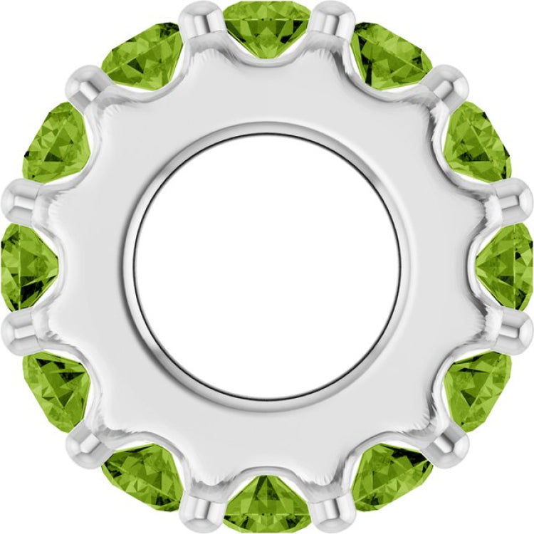 Sterling Silver Natural Peridot Spacer Charm/Pendant
