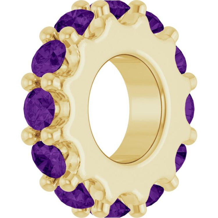 14K Yellow Gold Natural Amethyst Spacer Charm/Pendant