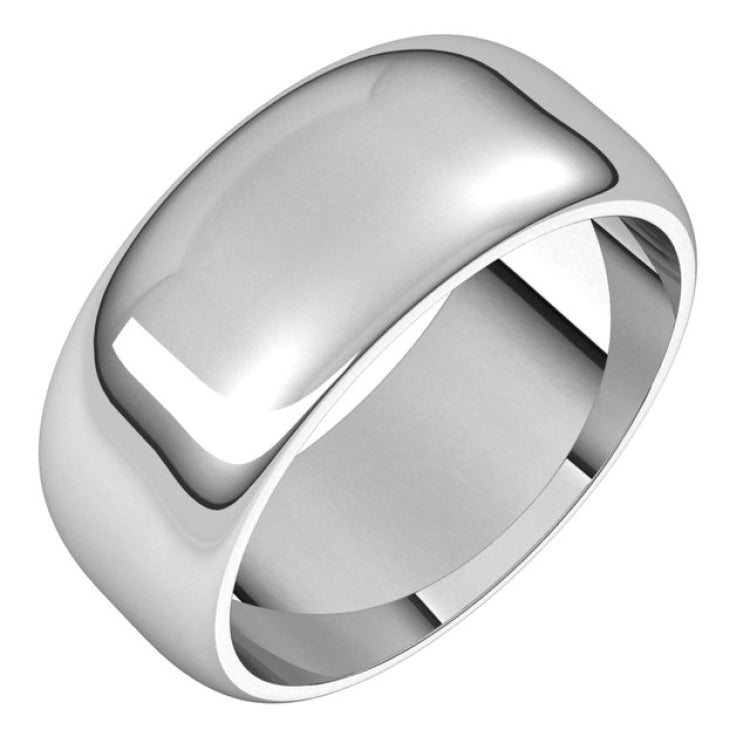 14K White Gold 8 mm Half Round Band Size 9.5