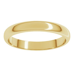 14K Yellow Gold 3 mm Half Round Band Size 11.5