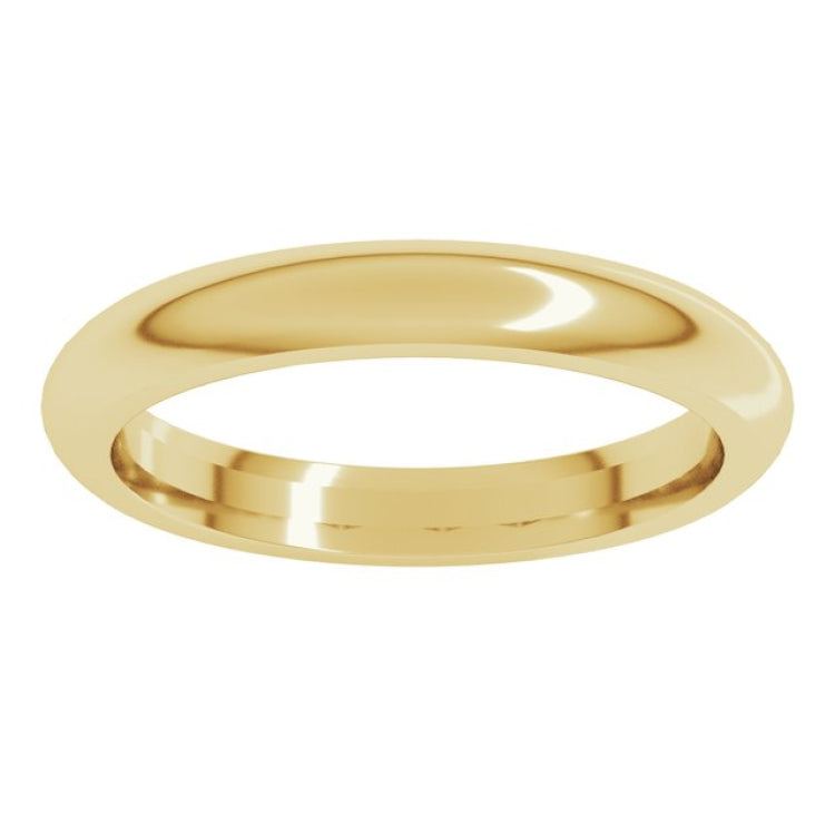 14K Yellow Gold 3 mm Comfort-Fit Half Round Band Size 6.5