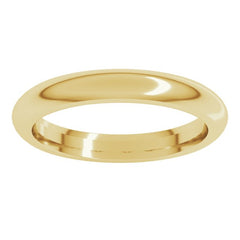 14K Yellow Gold 3 mm Comfort-Fit Half Round Band Size 6.5