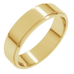 14K Yellow Gold 5 mm Stepped-Edge Flat Band Size 10.5