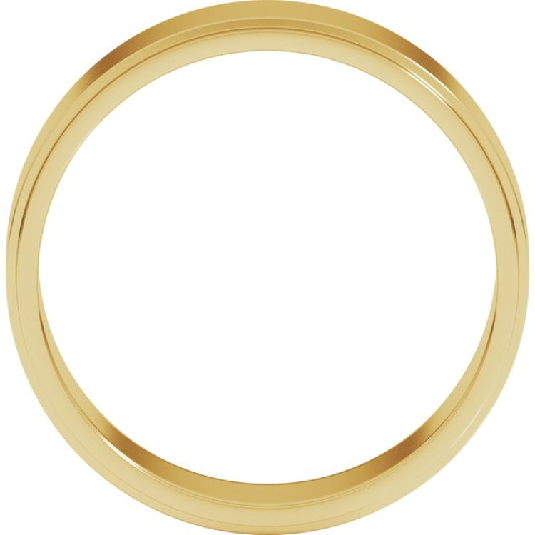 14K Yellow Gold 6 mm Stepped-Edge Flat Band Size 8.5